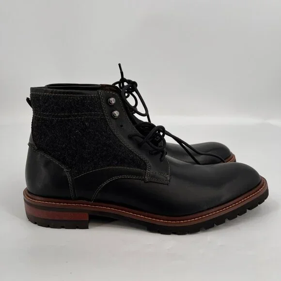 Johnston & Murphy Chadwick Boots Size 10.5M Black Leather EVA Rubber Lug Sole - Picture 3 of 16